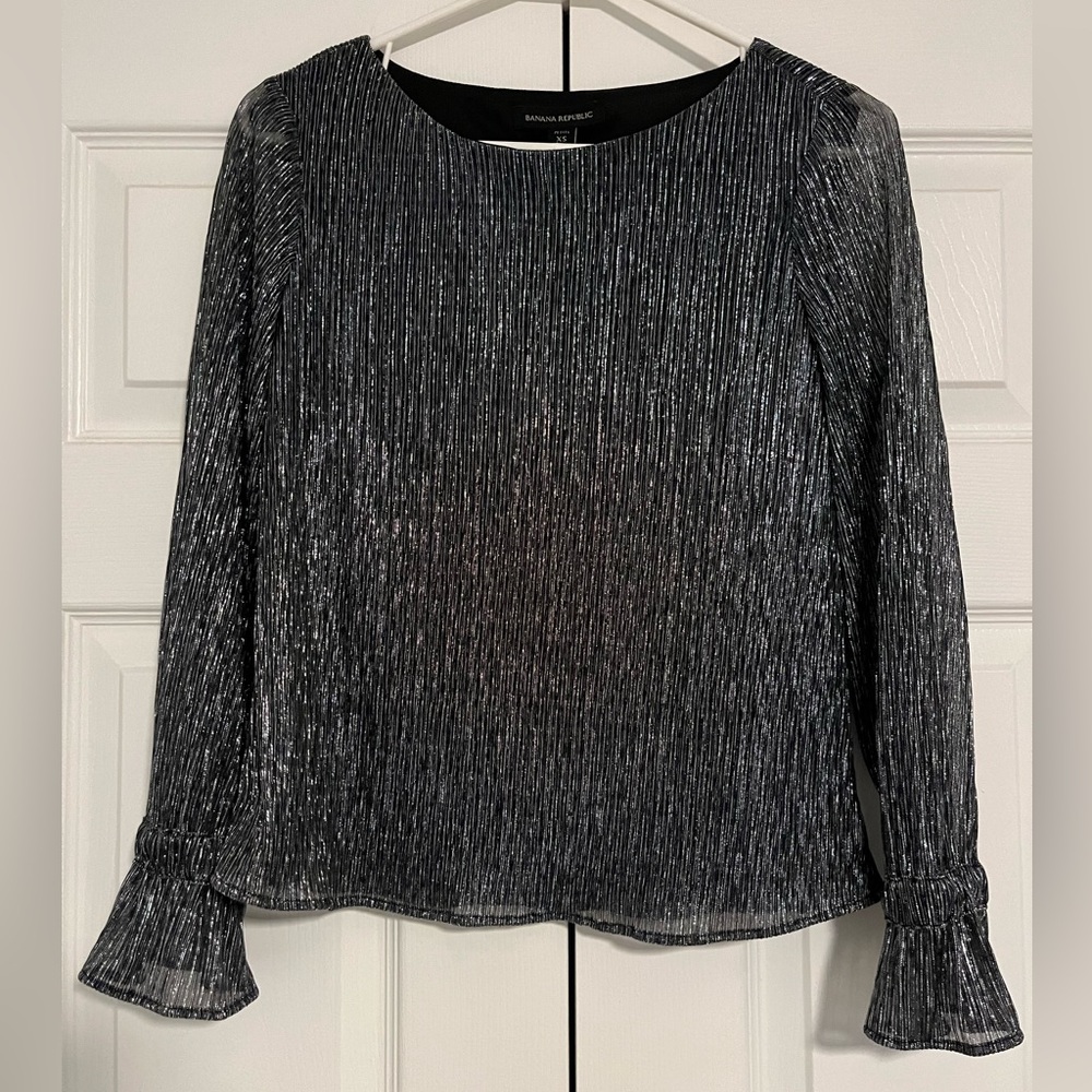 Banana Republic Shimmering Black and Silver Blouse